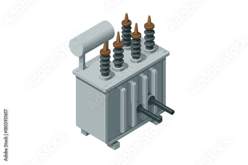 Isometric power transformer for electricity distribution and energy supply infrastructure