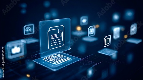 Fototapeta Naklejka Na Ścianę i Meble -  Digital file management and data transfer technology concept