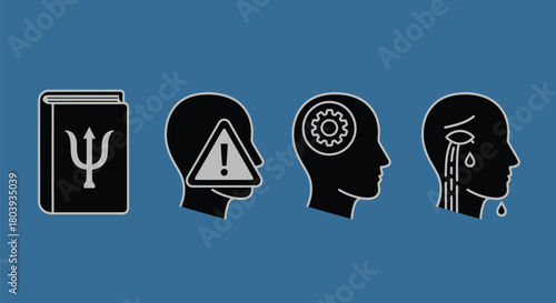 Psychology concepts visualized: from learning to distress, with mental processes in between