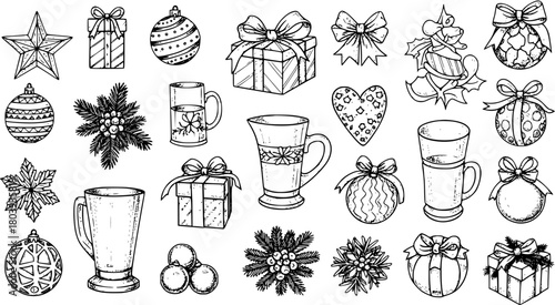 Festive Christmas Sketch Collection: Hand-Drawn Holiday Illustrations