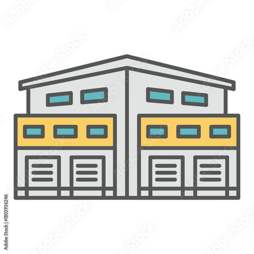 Vector illustration of a storage facility or distribution center, an icon for industrial real estate and logistics business