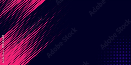 Purple halftone gradient background in vibrant pink and purple tones. Dynamic dots fading diagonally over a dark backdrop. elegant