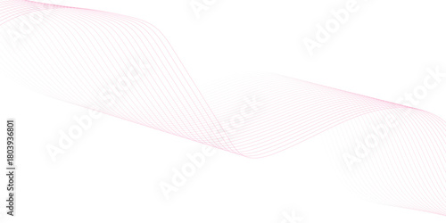 Abstract pink smooth wave on a white background. Dynamic sound wave. Design element. Vector illustration.	