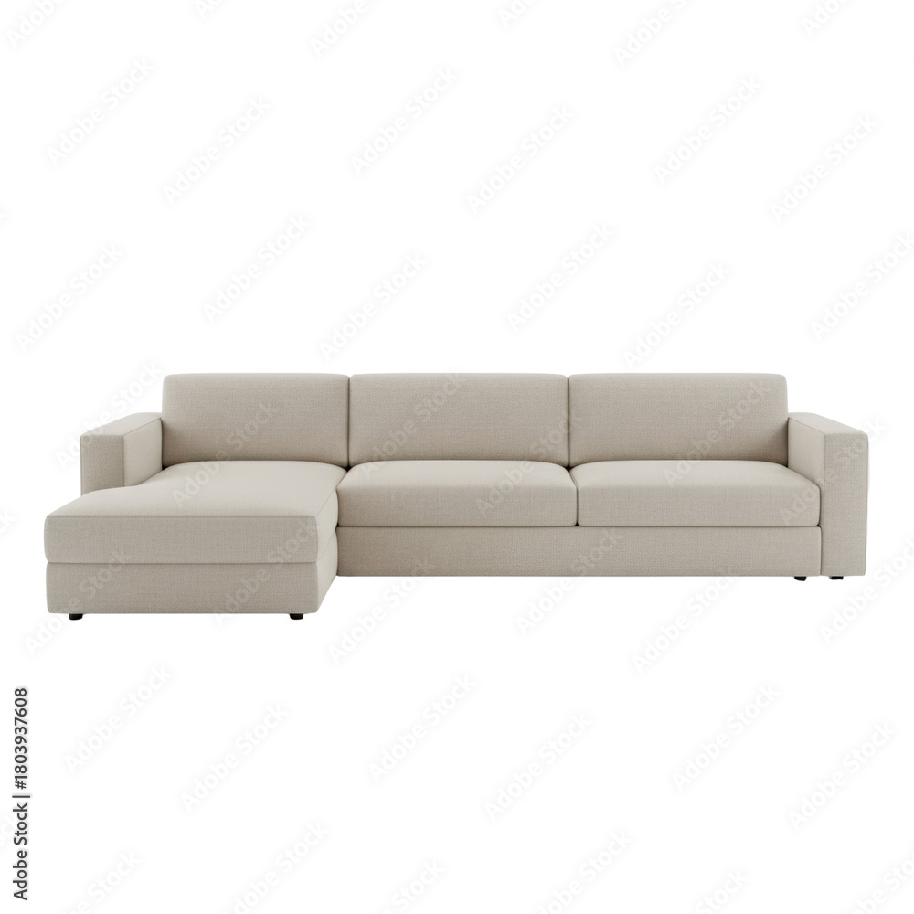 Fototapeta premium Minimalist neutral beige fabric modular chaise sectional sofa
