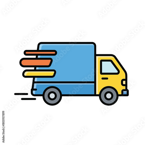 Fast delivery truck icon representing speedy shipping and logistics services. A colorful vector graphic for e-commerce and express transportation concepts