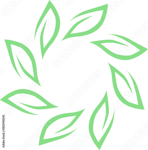 NATURAL PRODUCT LEAVES IN CIRCLE SIGN SYMBOL LOGO
