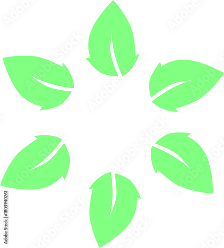 NATURAL PRODUCT LEAVES IN CIRCLE SIGN SYMBOL LOGO
