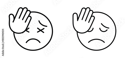 Exhausted emoji outline vector icon. Thin line black exhausted emoji icon, flat vector simple element illustration from editable emoji concept isolated on white background