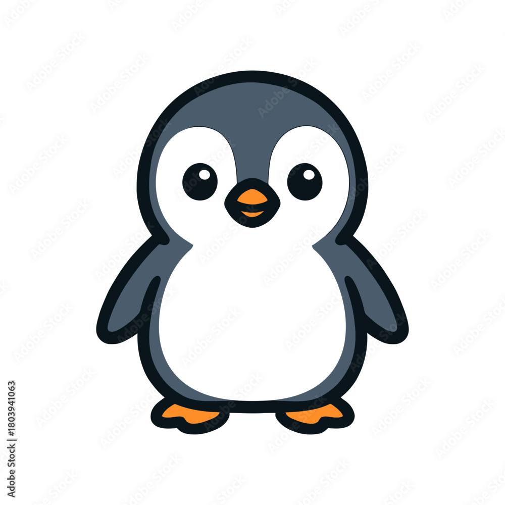 Fototapeta premium Cute cartoon penguin illustration with adorable features.