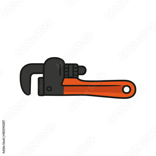 Pipe Wrench Illustration on White Background