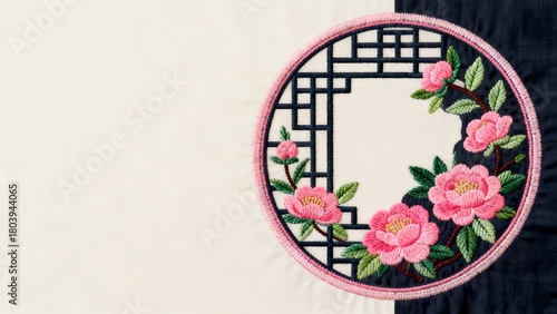 Embroidered floral circular design