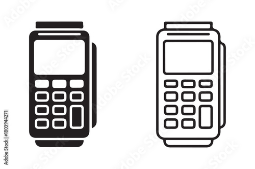 Payment terminal POS icon in silhouette and outline vector style
