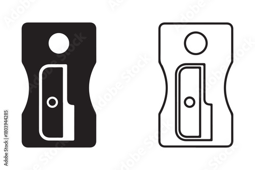 Pencil sharpener school icon in silhouette and outline vector style