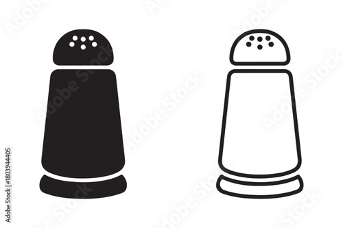 Salt shaker kitchen icon in silhouette and outline vector style