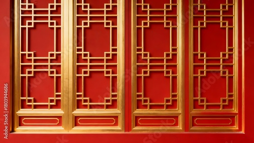 Red and gold decorative panel