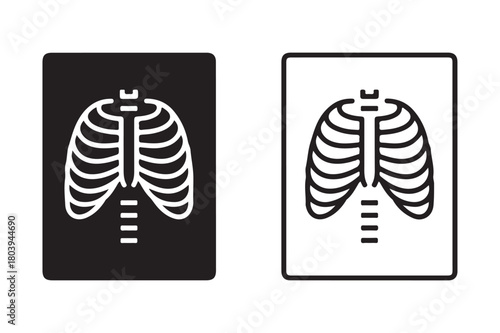X-ray sheet medical icon in silhouette and outline vector style