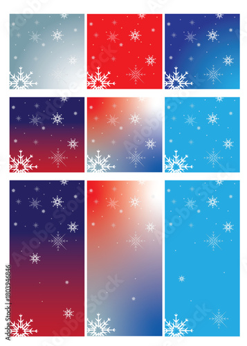 Winter, snowflakes, social media post and story for Christmas, new year, winter sale design.