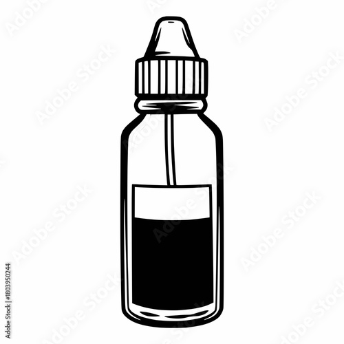 A simple black and white illustration of a dropper bottle