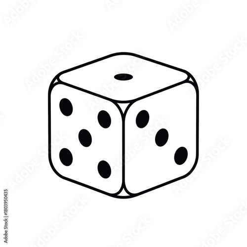 Vector icon of a white dice, isolated on a transparent background