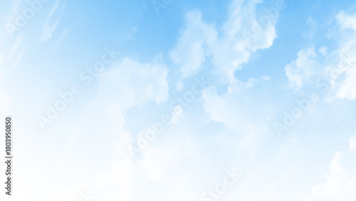 Background with clouds on blue sky. Bright blue sky filled with white fluffy clouds, perfect for inspiration and relaxation. Vector background. 