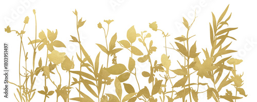 Modern herbs gold banner on white background