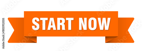 start now ribbon isolated on transparent background. start now ribbon