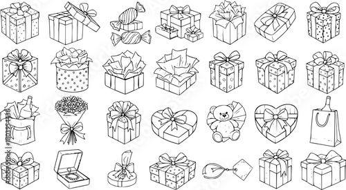 Hand-Drawn Gift Boxes and Presents Illustration Collection - Perfect for Celebrations