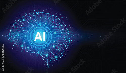 Generative Artificial intelligence technology concept. Artificial intelligence chipset on circuit board in
futuristic concept technology artwork. Neural networks and advanced technology. 