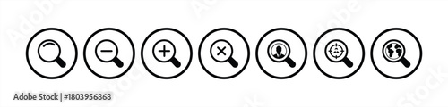 Search icon set. Magnifying glass symbol or logo. Vector illustration