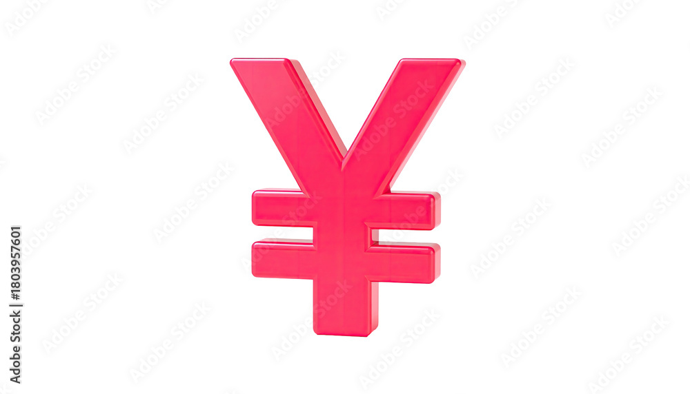 Fototapeta premium Yen symbol. Glossy, pink, on black