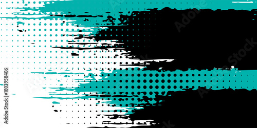 abstract grunge texture and halftone banner design tosca and black. pattern