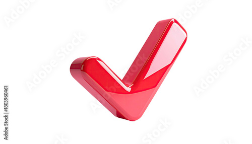 Red, shiny checkmark on a transparent black background