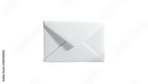 Flat white envelope, closed, angled, shadow