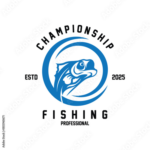 fishing logo vector. fishing club emblem, fishing community logo and fishing tournament logo