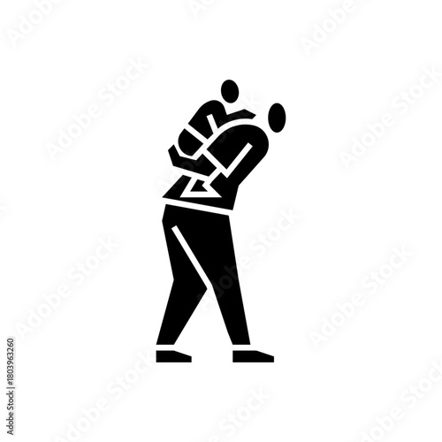 father carrying baby glyph icon. baby bonding illustration.
