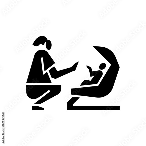 Baby bonding glyph icon. Baby bonding illustration.