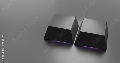 Minimalist render of two blank keycaps with purple backlight glow