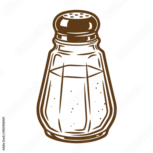 Brown line art illustration of a salt shaker for culinary and food themed projects