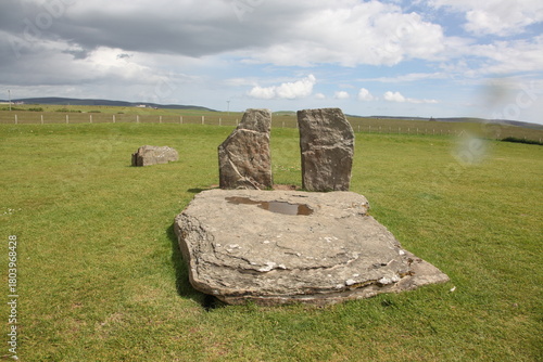 Prehistoric stone circle of Stenness in Orkney, Scotland, an iconic Neolithic site of standing stones and ancient ceremonial grounds