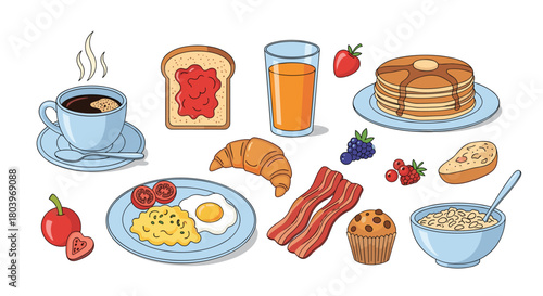 Delicious Breakfast Spread: A Colorful Culinary Delight.