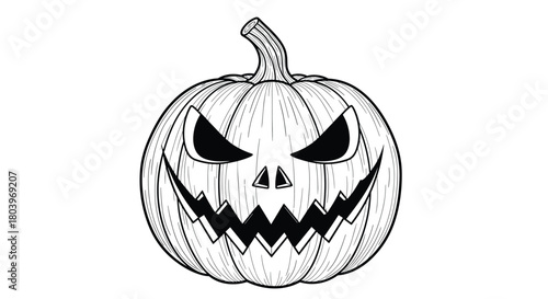 Spooky Halloween pumpkin with a carved scary face.