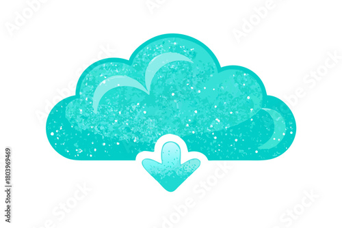 Teal cloud icon with download arrow on white