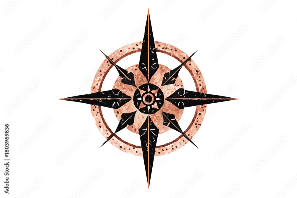 Fototapeta premium Rose gold compass with floral details
