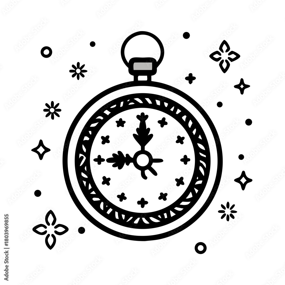 Fototapeta premium Vintage pocket watch with starry decoration