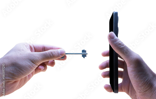Hand Inserting SIM Ejector Tool into Smartphone