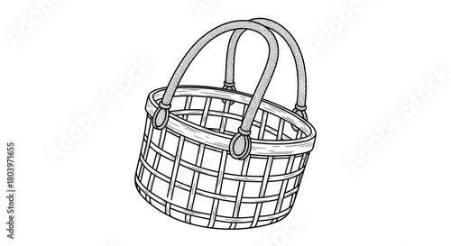 Wicker basket with handles perfect for carrying items.