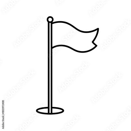 Simple Flag on Pole Line Art Coloring page 