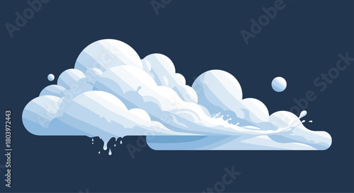 Cloud illustration on dark background fluffy and white digital art.