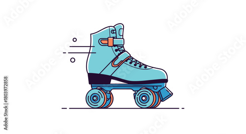 Stylish blue roller skate illustration for recreational activities.