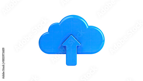 Blue cloud with arrow pointing up on black
